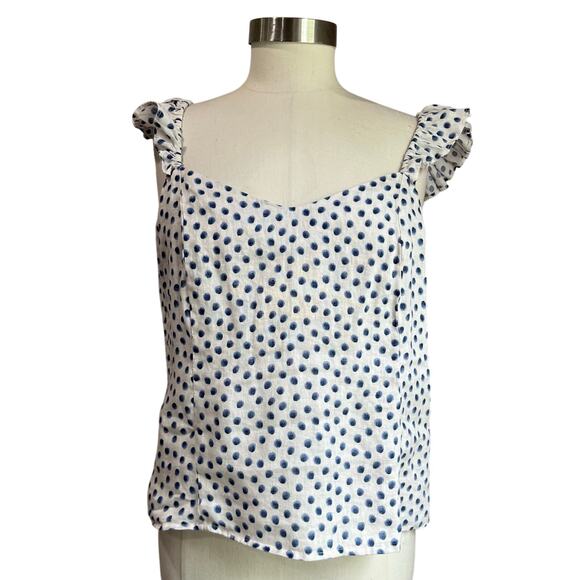 H&M Linen Blend Polka Dot White Blouse Size L - Picture 2 of 10